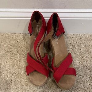 TOMS Women's Red Wedge Sandals